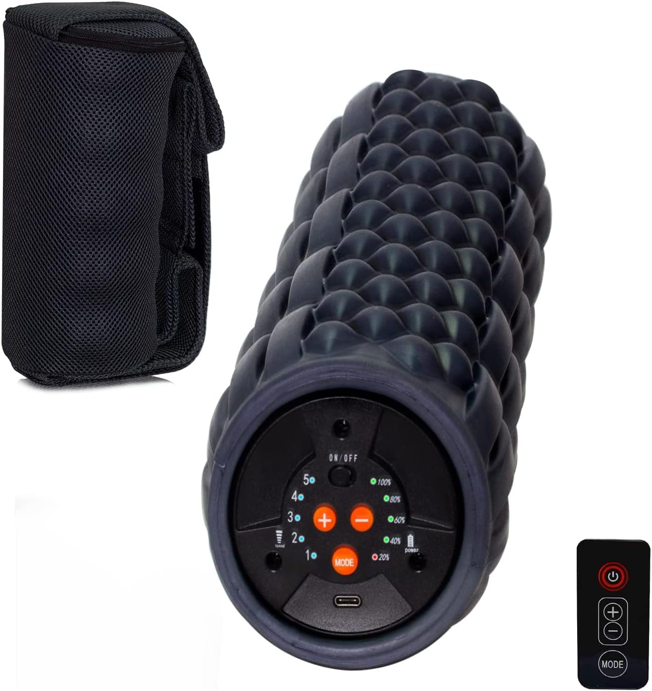 Vibrating Foam Roller for Back Pain VF2 1 - 5-Speed Electric Vibrating Foam Roller with Remote for Physical Therapy & Exercise, Yoga, Deep Tissue Massage, Muscle Recovery and Trigger Point Release Pack of 2