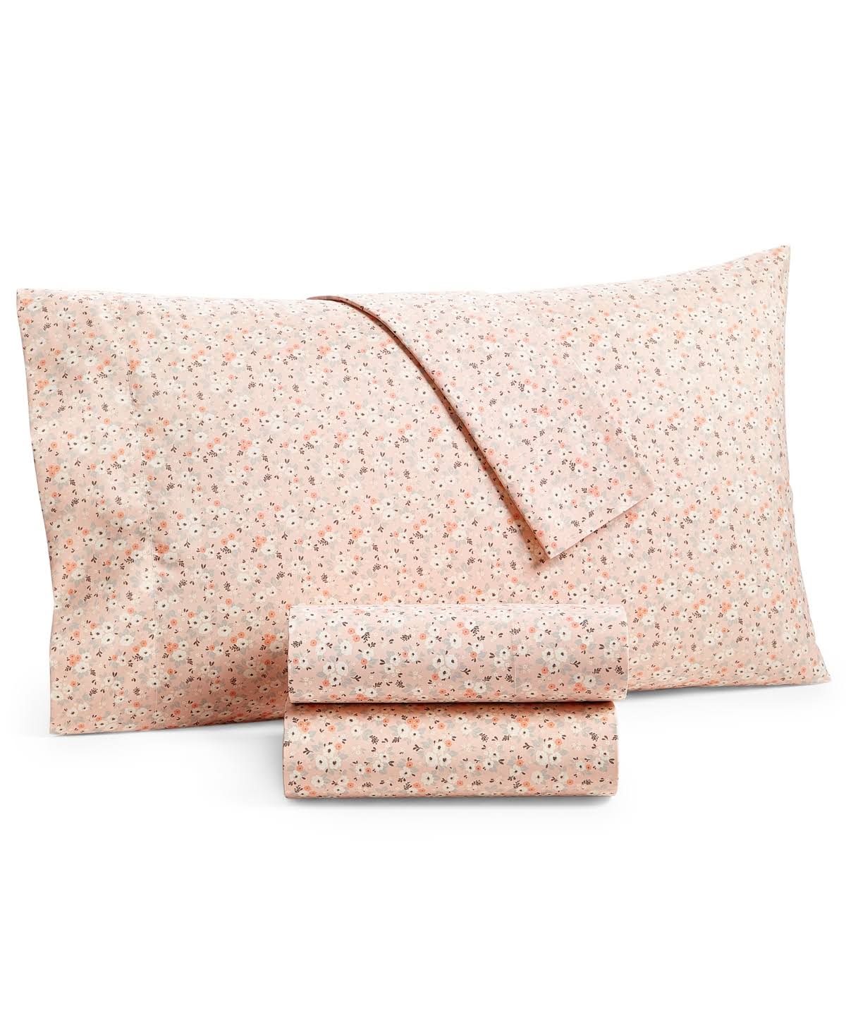 Martha Stewart Essentials Printed Microfiber 4 pc. Sheet Set, Queen, Created for Macy&s - Garden Floral