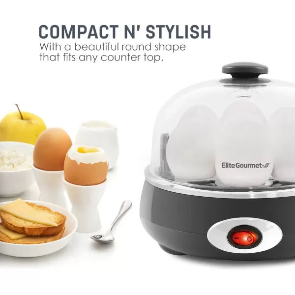 Egg Cookers EGC007C Rapid Egg Cooker, 7 Easy-To-Peel, Hard, Medium, Soft Boiled Eggs, Poacher, Omelet Maker, Auto Shut-Off, Alarm, 16-Recipe Booklet, Coral(Charcoal Grey)