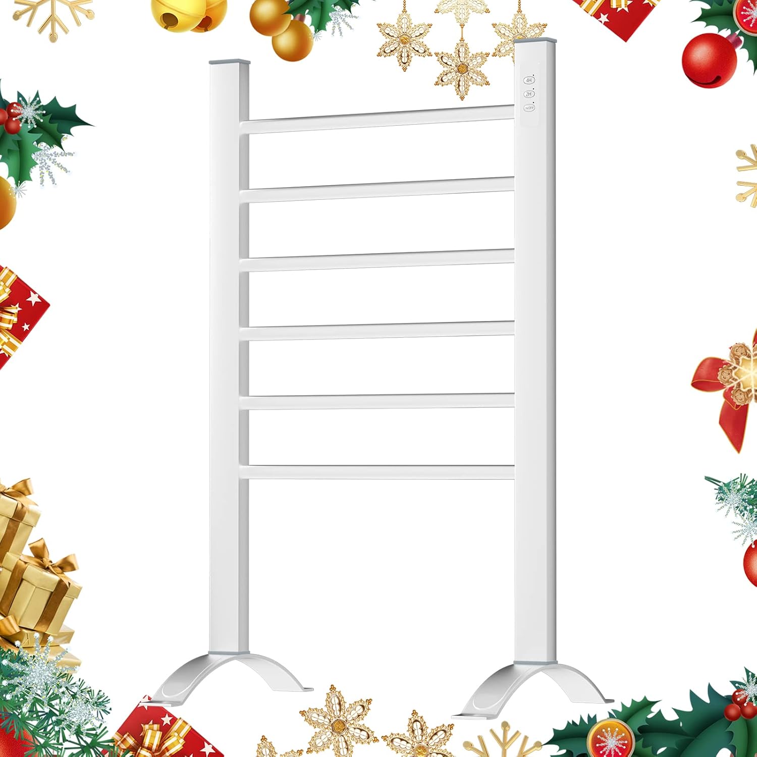 DAILYLIFE Towel Warmer 6 Bars with Built-in Timer, 90W 2-in-1 Freestanding & Wall Mounted Heated Drying Rack, Aluminum Frame Home Bathroom Space Saving Pack of 2