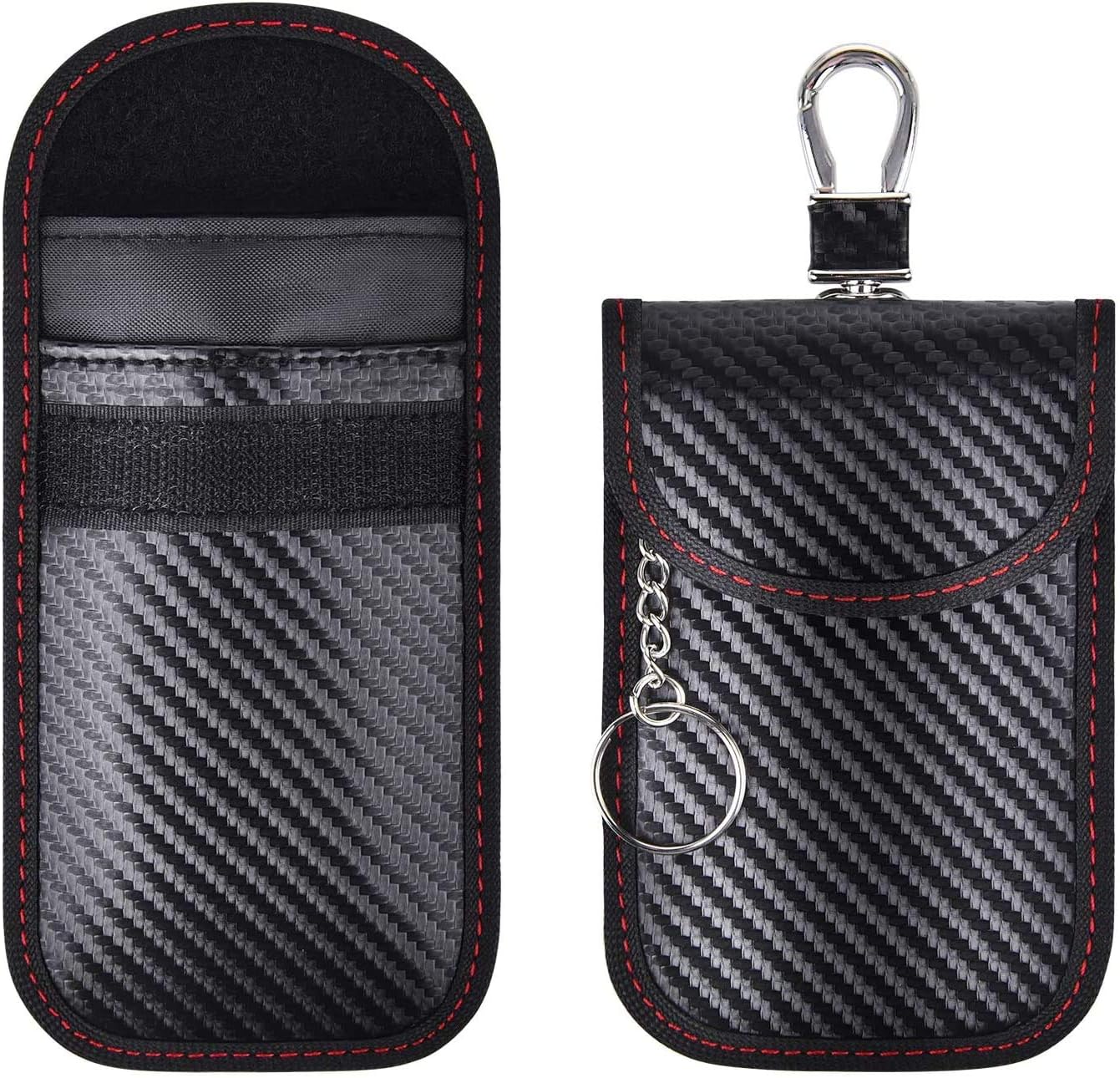 2 Pack Faraday Bag for Key Fob, Car Key Signal Blocking Pouch, Keyless Entry Car Keys Case, RFID Blocker Bag for Car Key Radio Key Shielding Theft Protection-Black