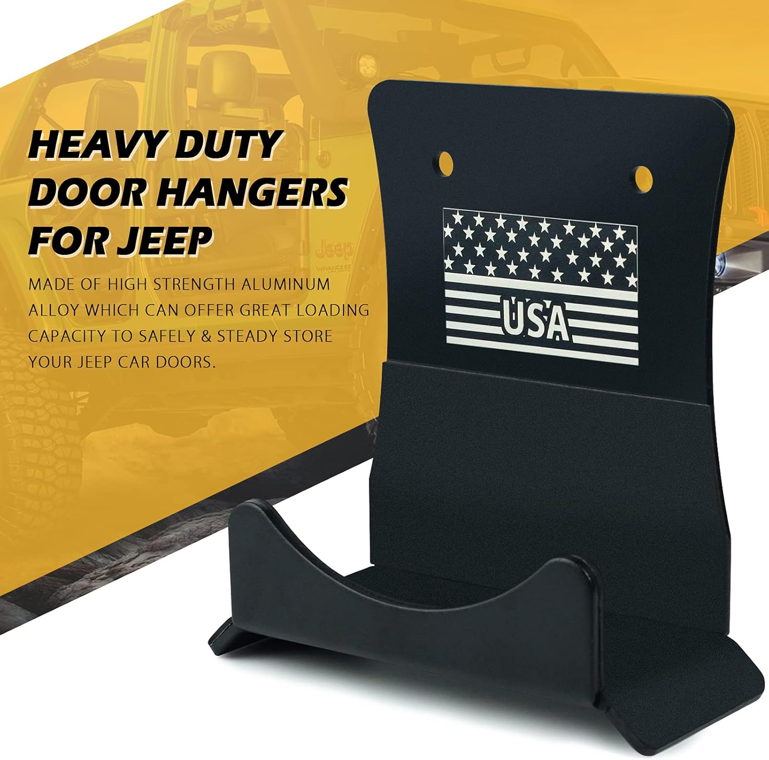 HM Wall Mount Door Hangers for Jeep, Removable Storage Door Holder Bracket Fits for 1956-2021 Jeep Wrangler CJ YJ TJ JK JKU JL JLU LJ JT, 4 Pack