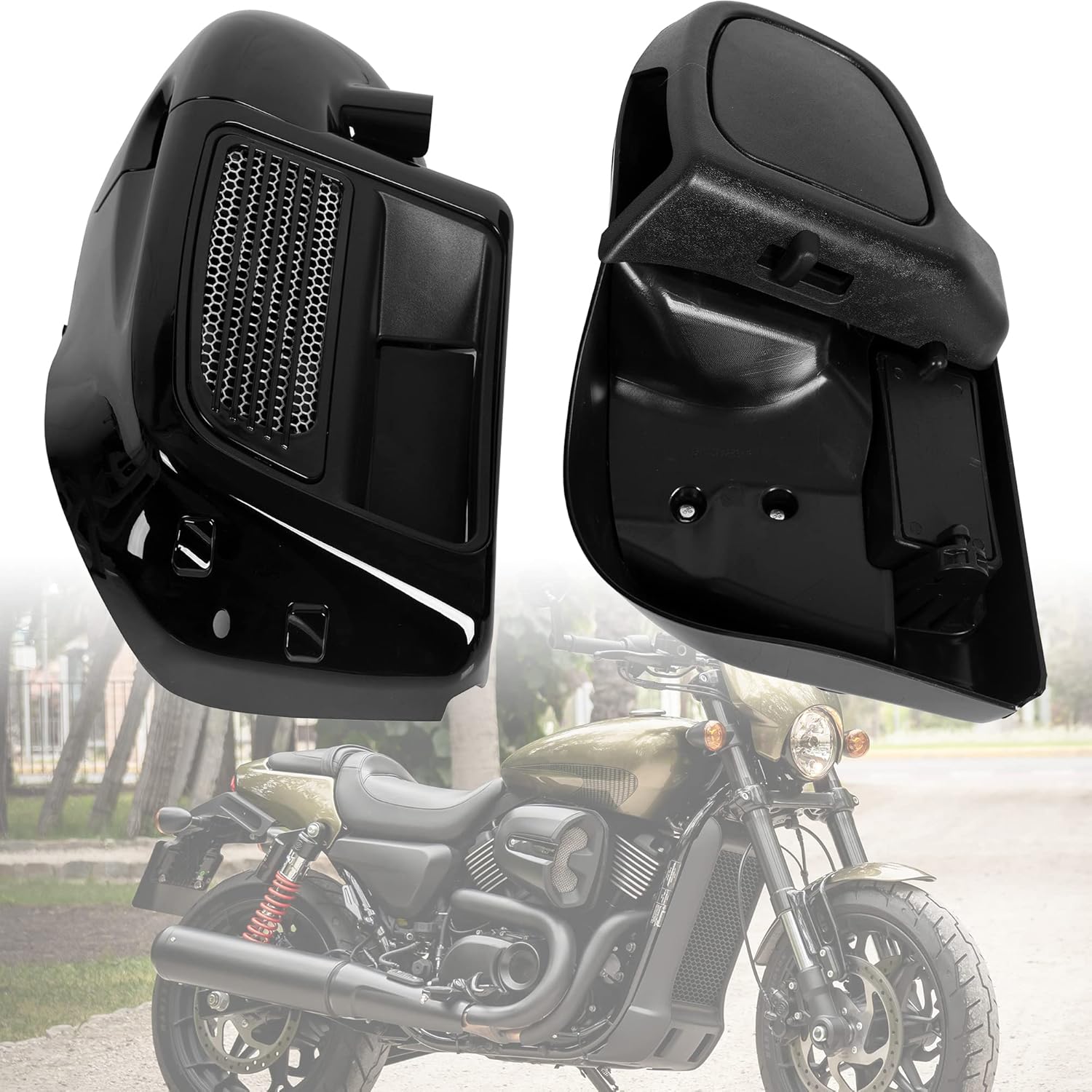 Kojem Lower Vented Leg Fairing Compatible with 2014-2020 Harley Davidson Touring Models Vivid Black