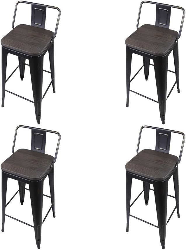 GIA Low Back Metal Barstool with Wooden Seat 30