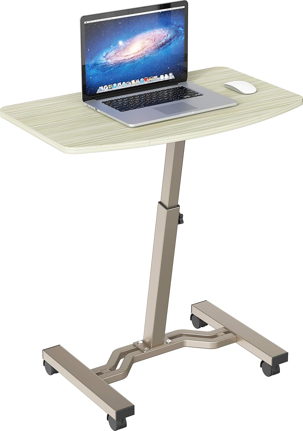 SHW Height Adjustable Mobile Laptop Stand Desk Rolling Cart, Height Adjustable from 28'' to 33'', Gray Pack of 2