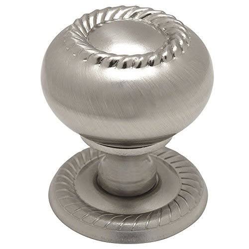 Cosmas 4040SN Satin Nickel Rope / Scroll Cabinet Hardware Knob with Matching Backplate - 1-1/4x22 inch Diameter - 25 Pack