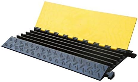 Kable Kontrol Atlas Heavy Duty Cable Protector Ramp - 5 Channel - 36” Long - Black/Yellow - Channel Size - 1.62” Width x 1.62” Height | Durable Polyurethane | 36,000 Lbs per Axle