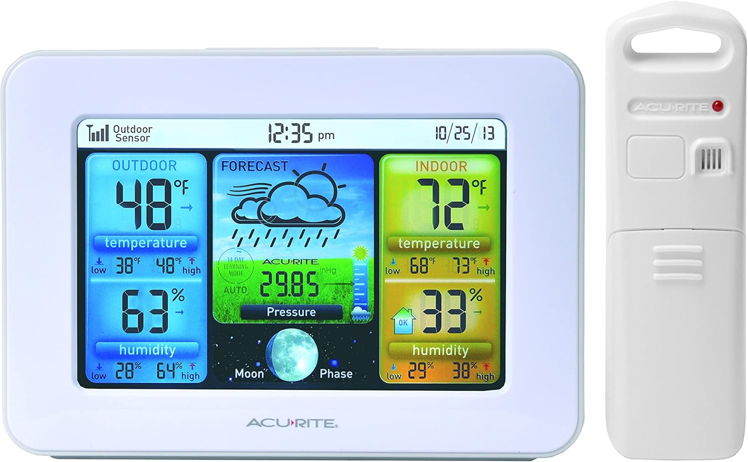 AcuRite 02077 Color Weather Station Forecaster with Temperature, Humidity, (02077M), Black Pack of 2
