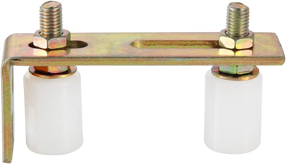 Skelang Slide Gate Guide Roller with L Post Bracket, Adjustable Dual Nylon Rollers Gate Assembly Support for Sliding Rolling Gates 2-5/16