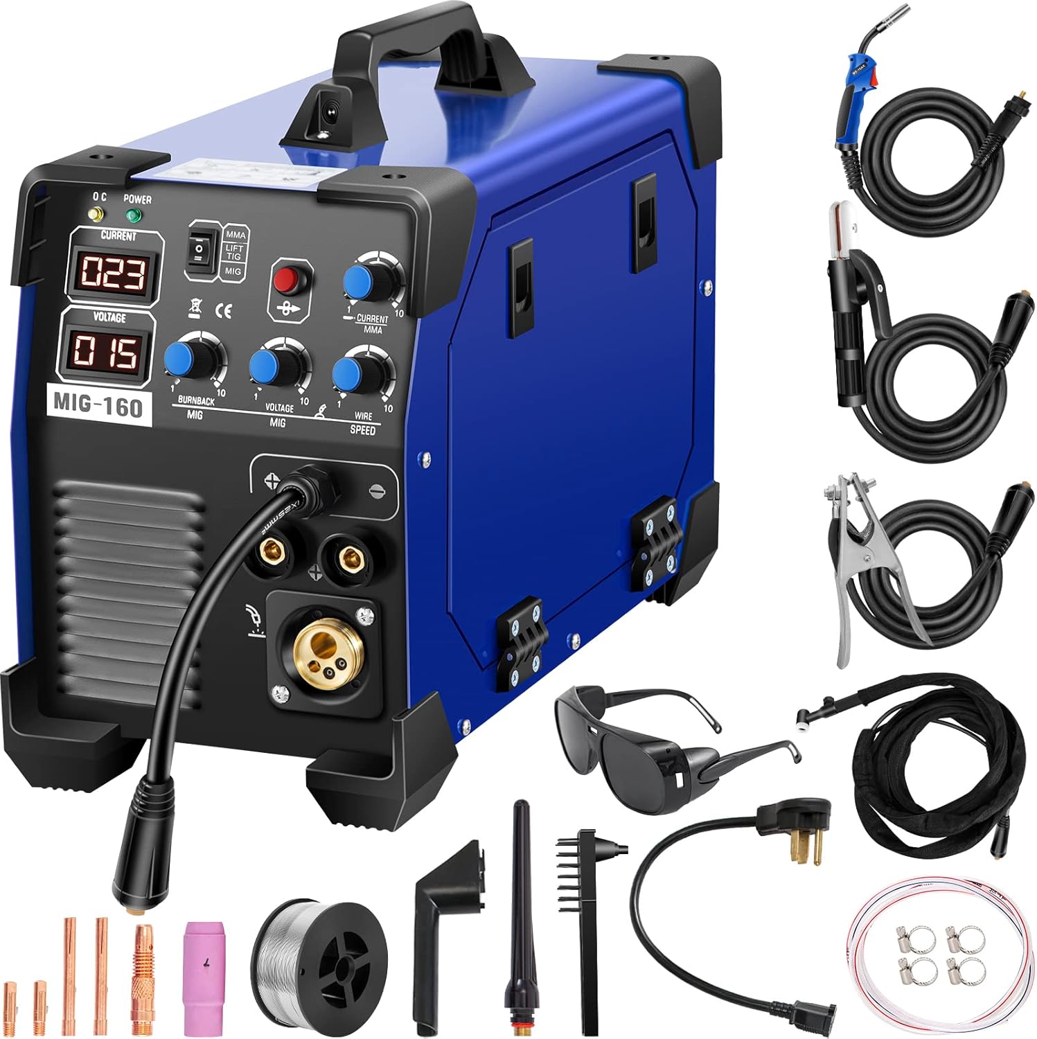 Mophorn MIG Welder 160 Amp MIG TIG Arc Welder 3 in 1 Welder Welding Machine 110V 220V TIG Welder Lift ARC Welder MMA Stick IGBT DC Inverter Welder Digital Display Combo Welding Machine
