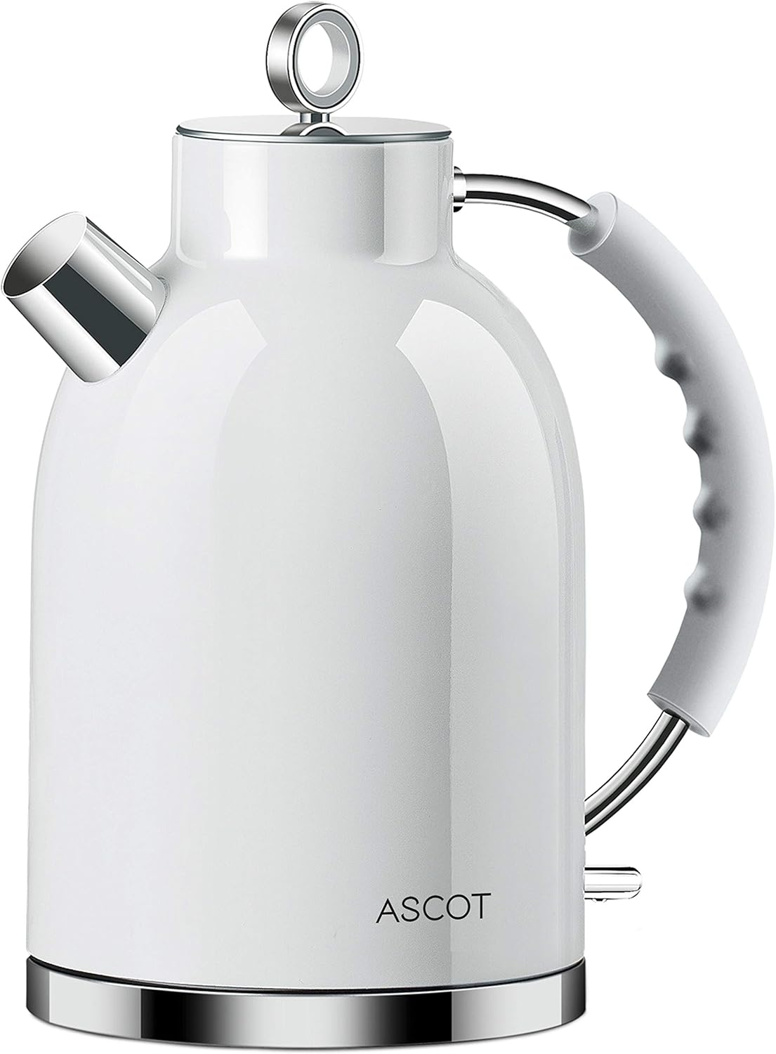 Electric Kettle,ASCOT Electric Kttle Stainless Steel Tea Kettle Fast Boiling Water Heater 1.7L, 1500W, BPA-Free, Cordless, Automatic Shutoff, Boil-Dry Protection，White Pack of 2