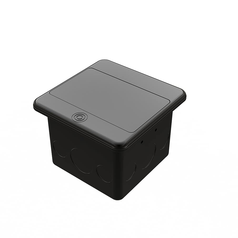 Pop Up Waterproof Floor Electrical Box with 4.8A USB Chargers and 2 Outlet Receptacle Stainless Steel Nickel Plating Black Pack of 2