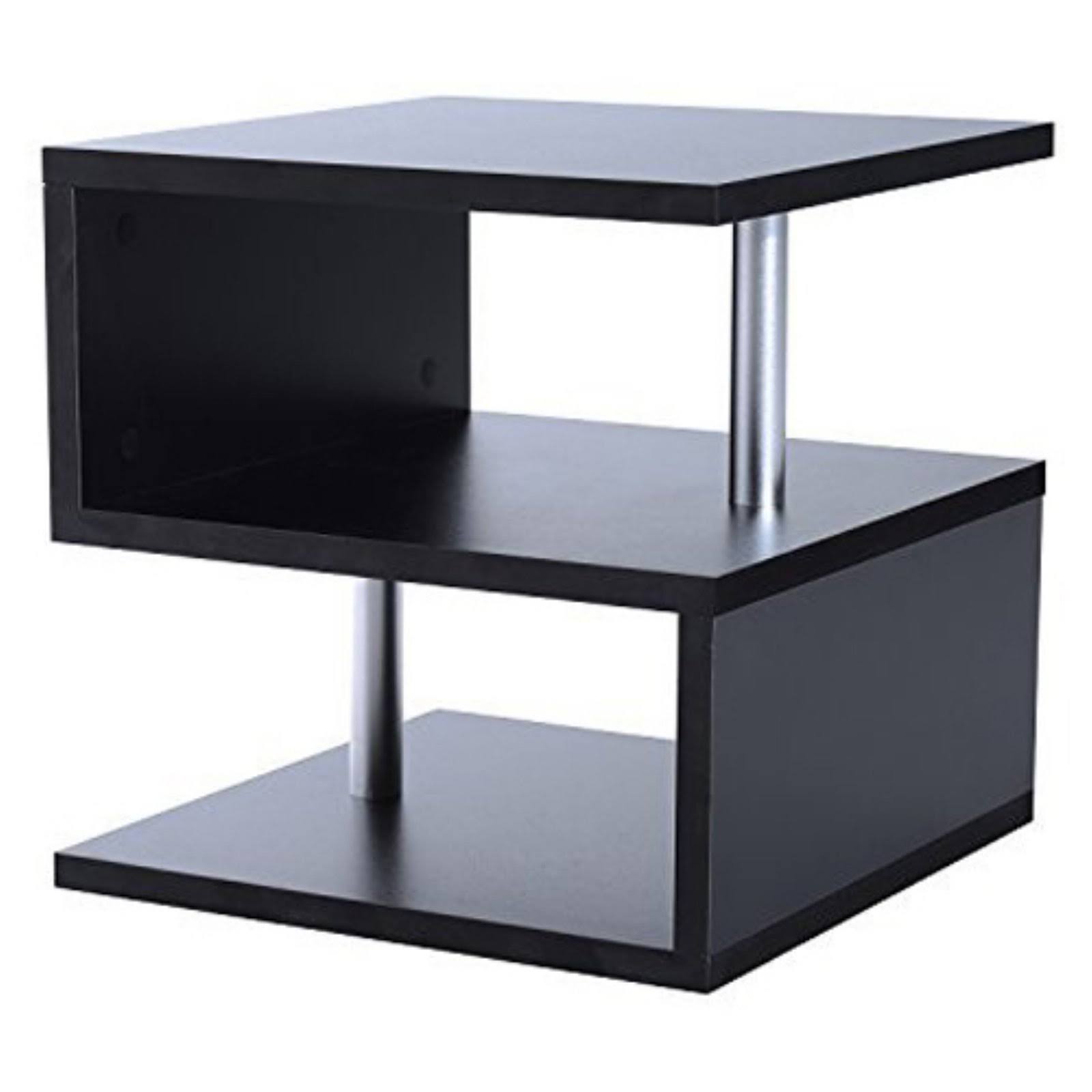 HOMCOM Modern Contemporary Black Multi Level S-Shaped End Table