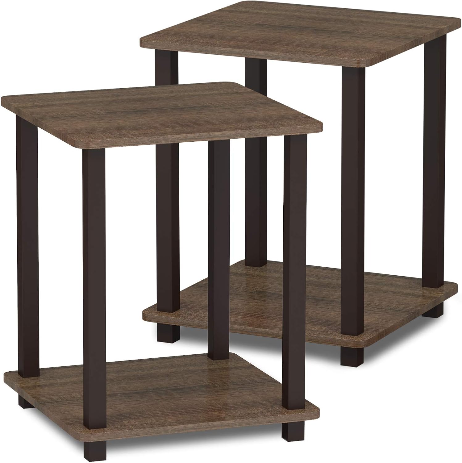 Furinno Simplistic End Table, Walnut/Brown Pack of 2