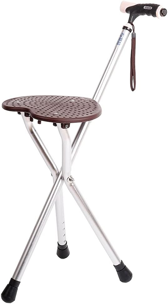 Walking Stick with Seat Folding - Walking Cane Seat 300 lbs Capacity with LED Light Adjustable Height for Elder Gift Pack of 2