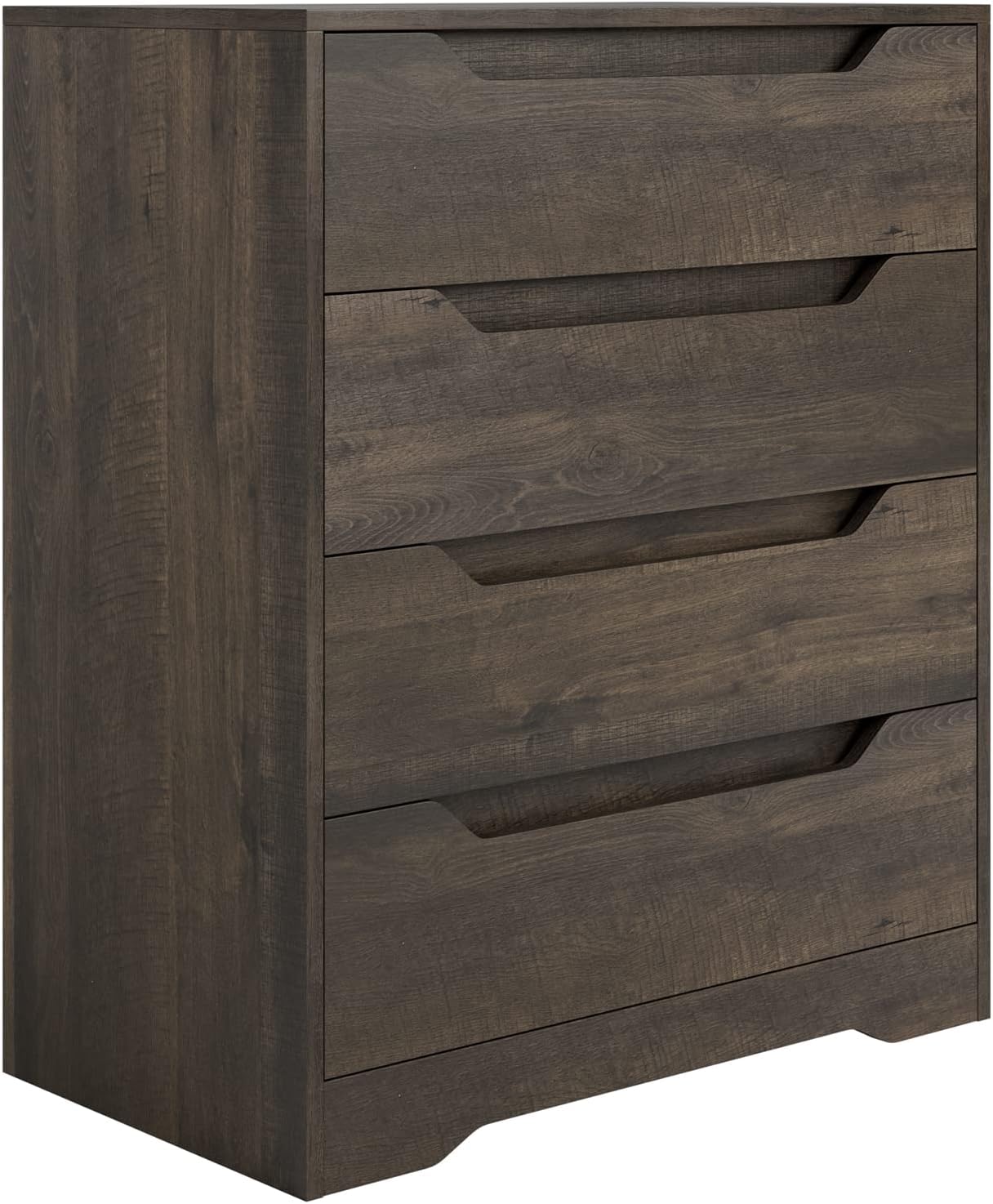 HOSTACK Modern 4 Drawer Dresser, Chest of Drawers with Storage, Wood Clothing Organizer with Cut-Out Handles, Accent Storage Cabinet for Living Room, Bedroom, Hallway, White