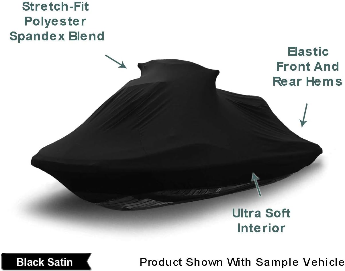 Indoor Jet Ski Cover Compatible with 2013-2019 Yamaha Wave Runner VXR - Black Satin - Ultra Soft & Stretchy - Protect from Dust & Dings - Includes Free Storage Bag