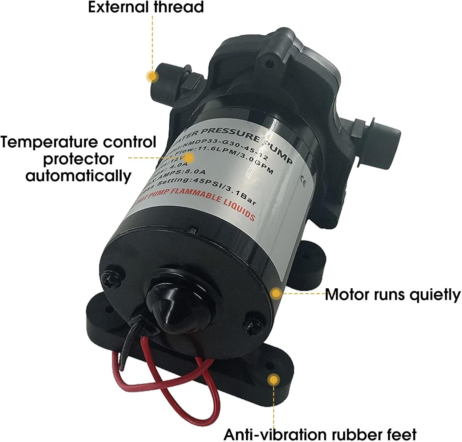 DYRDINSHOW 12V Fresh Water Pump Compatible with RVs and Campers 2088-554-144 3.5 GPM 45 Psi Pack of 2