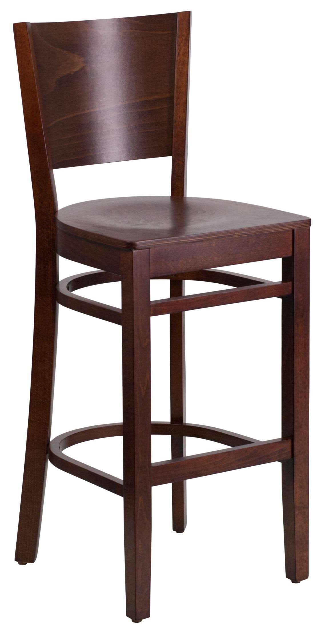 Flash Furniture Lacey Series Solid Back Walnut Wood Restaurant Barstool
