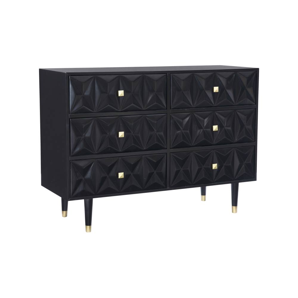 Linon Rhodri 6-Drawer Dresser, 36x22H x 48x22W x 18x22D, Black