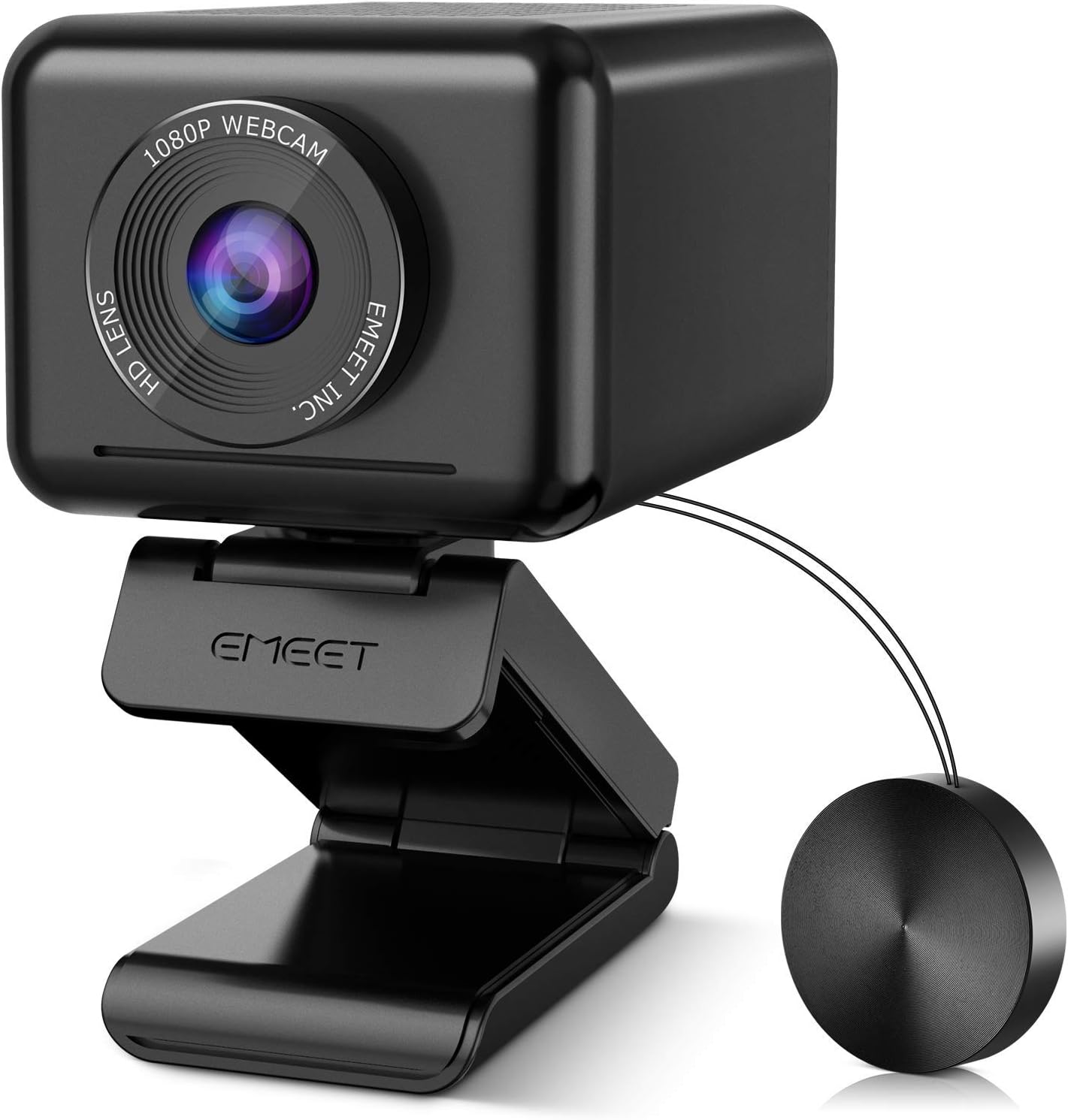 Conference Room Camera System, AI Tracking& Zooming eMeet Jupiter 1080P Webcam, Adjustable View Web Camera w/Software, All-in-One 1 Speaker& 4 Mics Enhanced Computer Camera, Plug& Play w/Privacy Cover