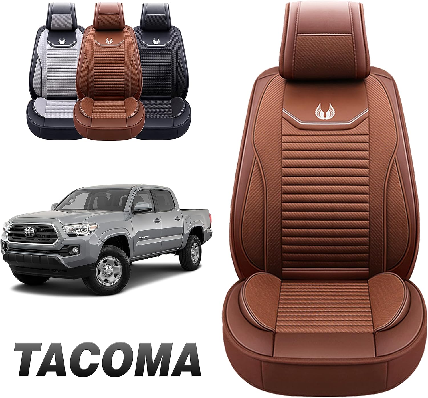 Oasis Auto Tailor Fit Seat Covers Compatible with 2005-2022 Tacoma (TA-04 Full Set, Black&red)