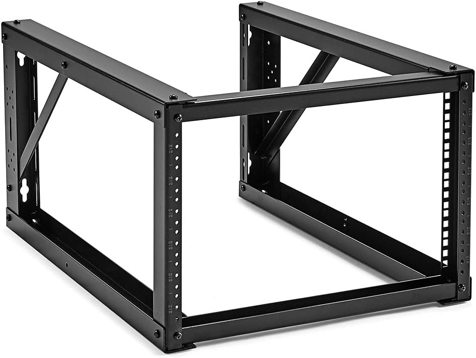 NavePoint 6U Wall-Mount Open Frame Network Equipment Rack, 24.81 Inch Depth, AV Rack, Home Network, 19