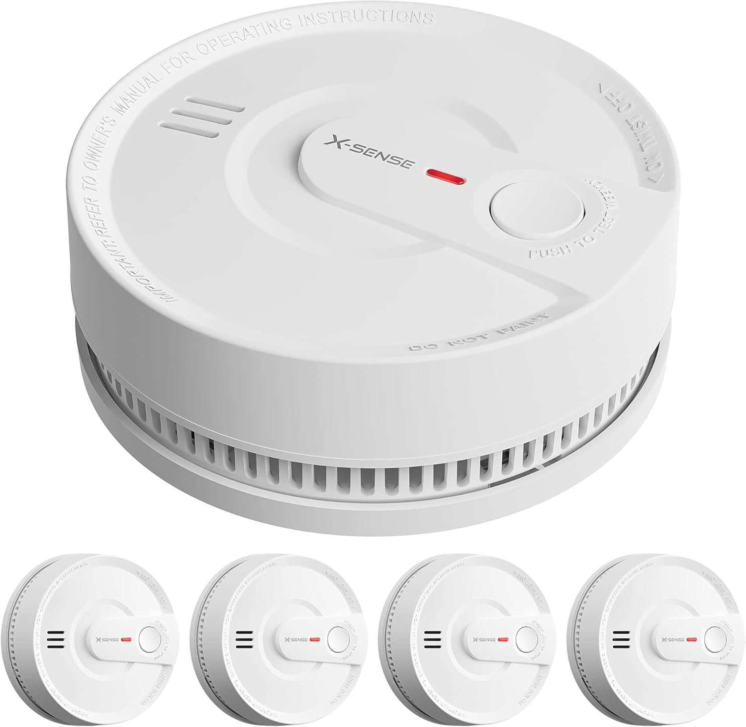 X-Sense Smoke Alarm, 10-Year Battery Fire Alarm Smoke Detector with LED Indicator & Silence Button, SD2K0AX, Pack of 5 Pack of 2