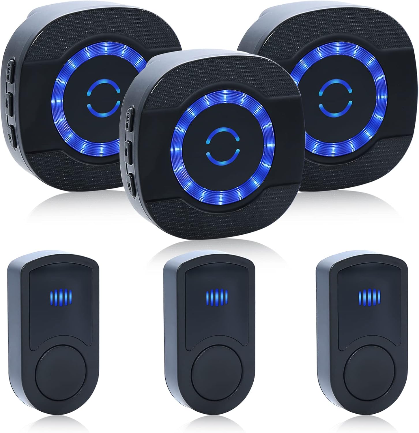 ChunHee Wireless Portable Caregiver Pager SOS Call Button for Elderly/Senior at Home Nurse Alert System with 800+Feet Operating Range 3 Plug in Receiver 3 Emergency Transmitter Pack of 2