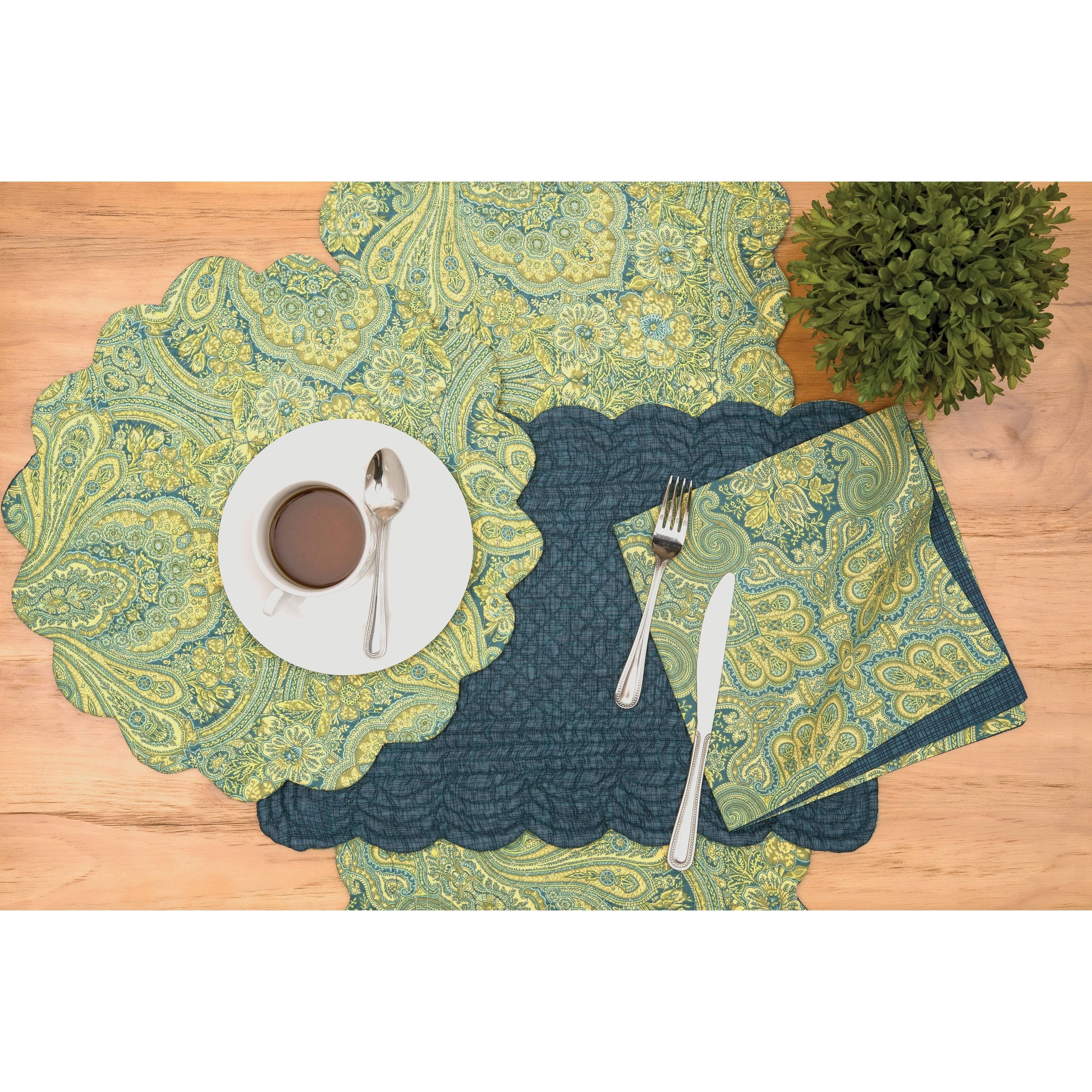 Cu0026F Home Kashmir Paisley Round Placemat Set of 6