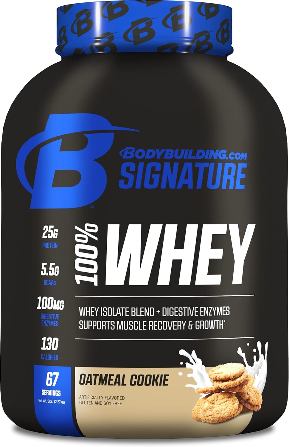 Bodybuilding Signature 100% Whey Protein Powder | 25g of Protein per Serving (Oatmeal Cookie, 5 Lbs) Pack of 2