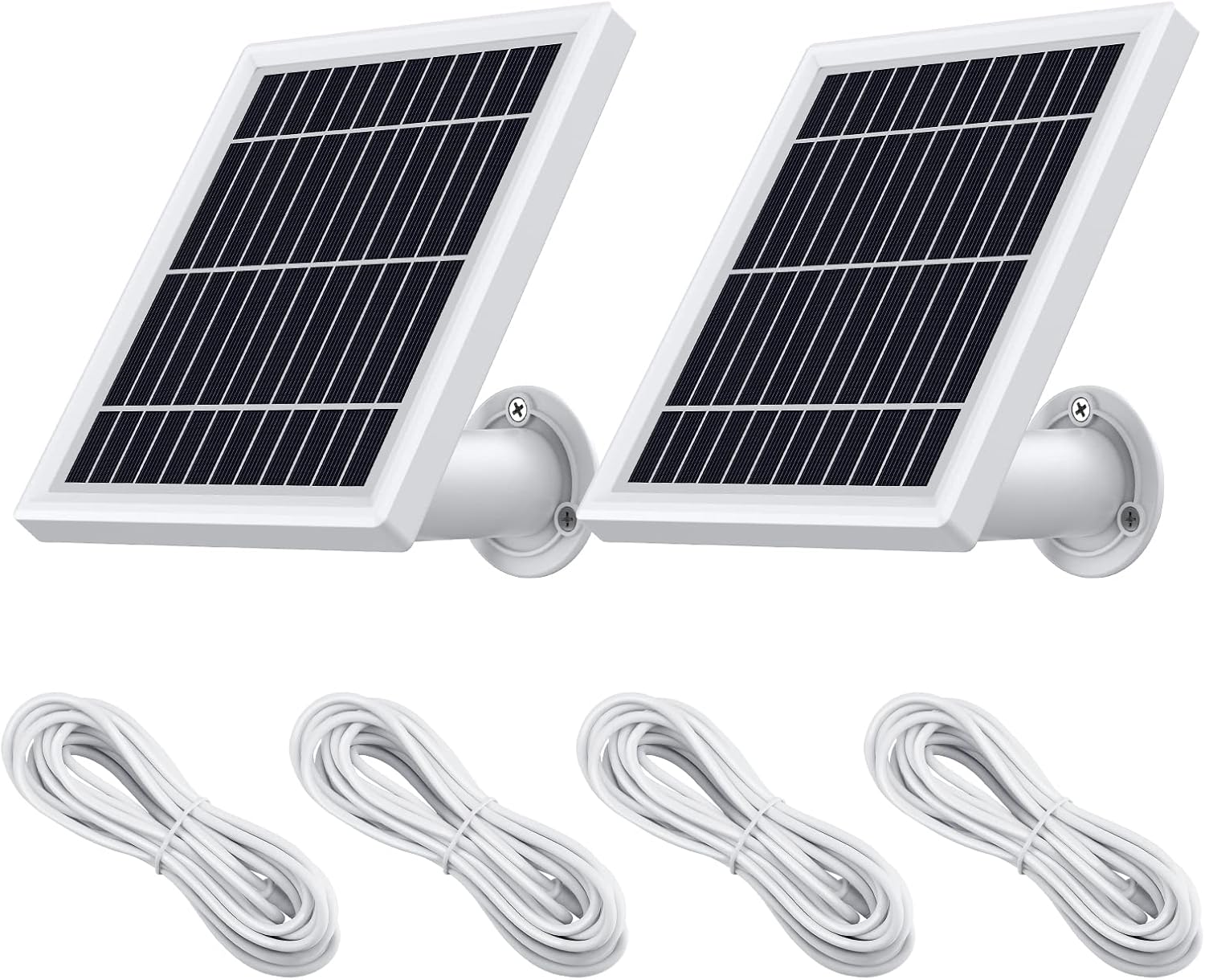 OLAIKE Solar Panel(2 Pack) Compatible with Spolight Cam Battery& Stick Up Cam Battery&Video Doorbell,Waterproof Charge Continuously,with Secure Wall Mount & 3.8M Power Cable-4 Pieces,Square White Pack of 2