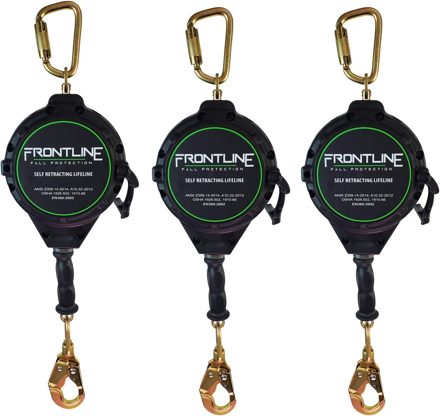 Frontline RPGC50 Cable Single Leg 50ft SRL with Steel Snap Hook End with Carry on Handle and Tagline |OSHA & ANSI Compliant SRL |Galvanized Steel Retractable Lifeline/Safety Yoyo