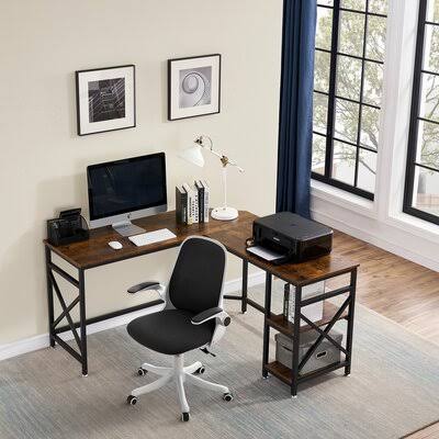 Dakston L-Shape Desk and Chair Set Latitude Run Color: Black