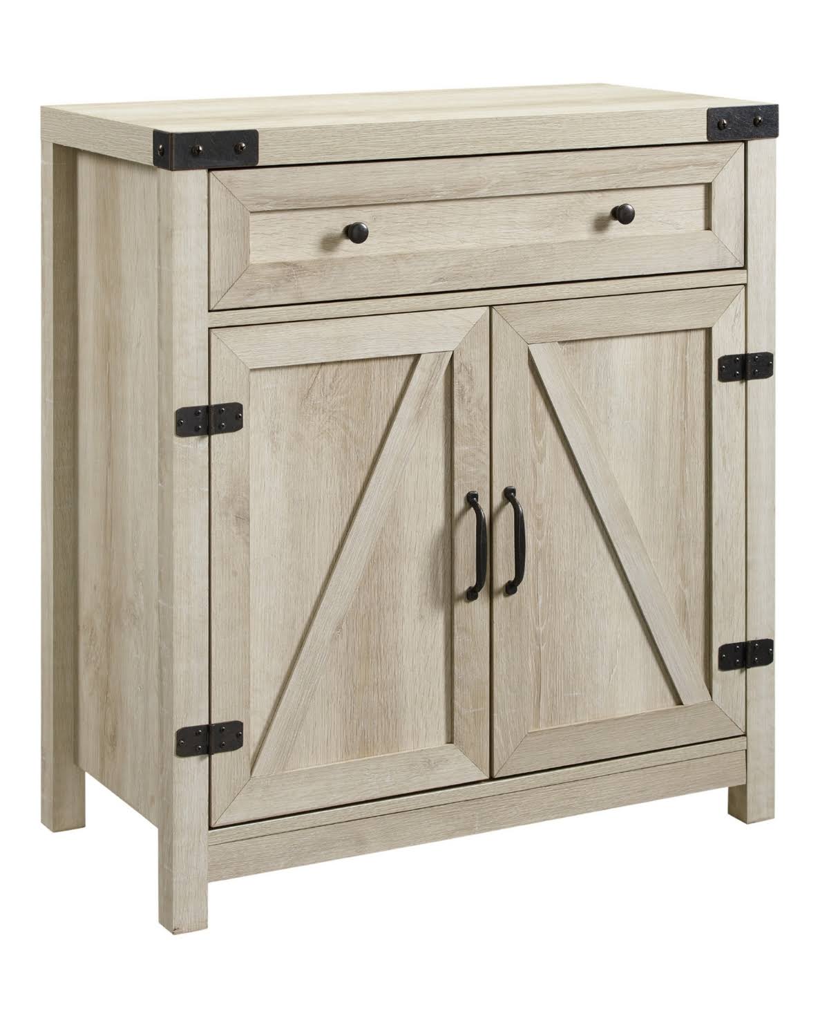 Walker Edison 30x22 Farmhouse Barn Door Accent Cabinet - White