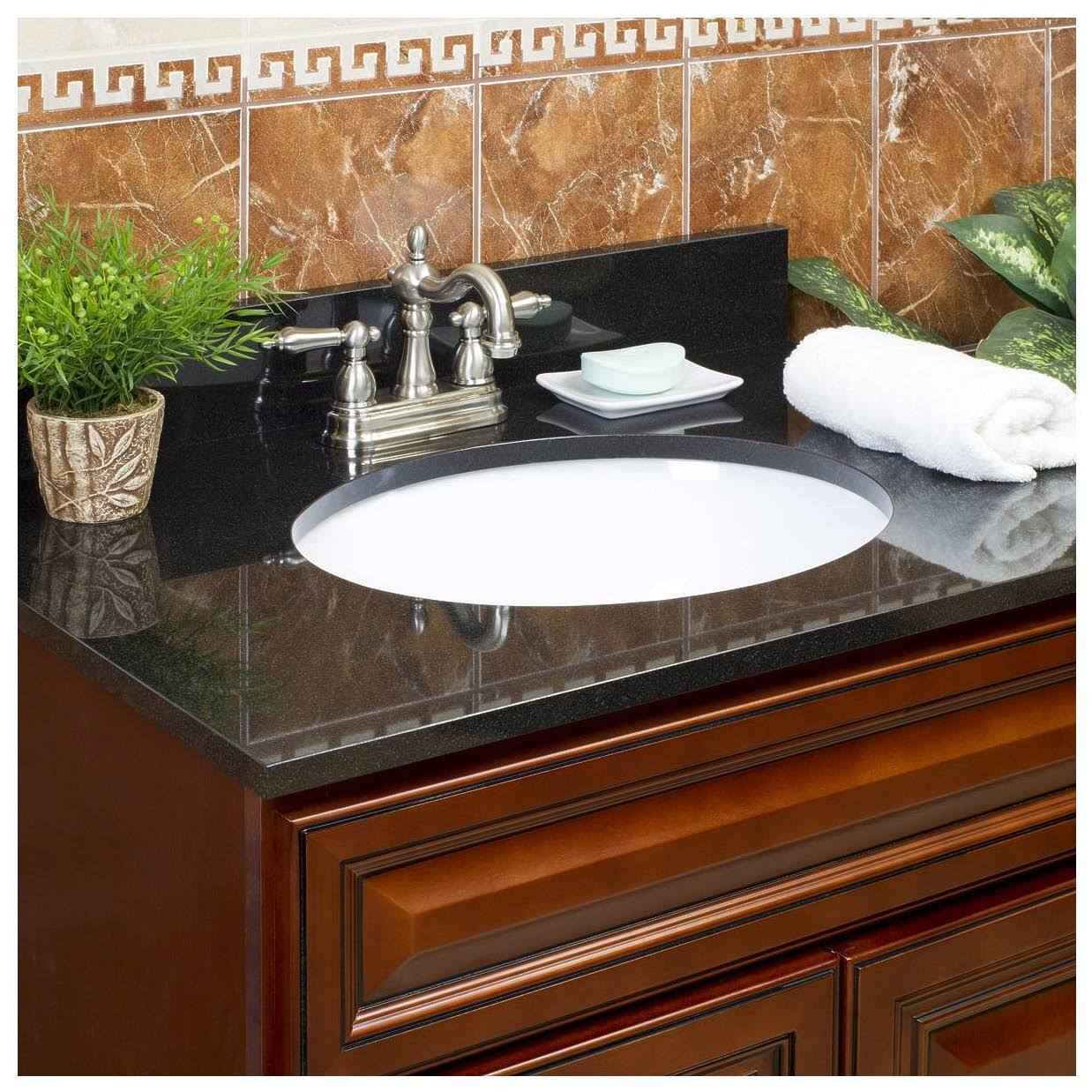 LessCare Absolute Black Granite Vanity Top 37 in x 22 in with Backsplash 4 in Spread LGA37224