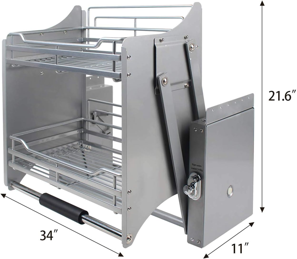 WHIFEA Pull-Down Cabinet Organizer Drop Down Shelf Blind Dish and Spice Rack Inner Space Saver for Kitchen Upper Cabinet 2 Tier (for Cabinet Width &ge;34 1/4'')