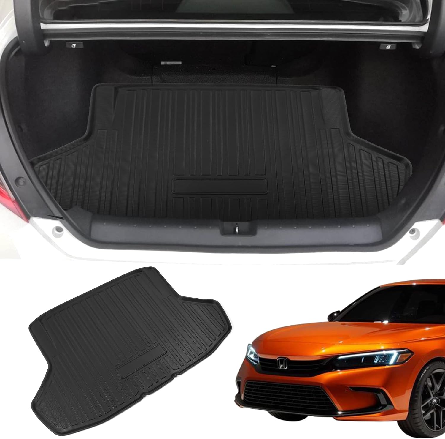 Rongtaod Fit 2022 Honda Civic Cargo Liner Rear Trunk Mat Car Accessories TPE All-Weather Mats (Floor Mat)