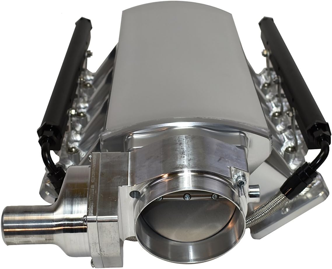 A-Team Performance - Intake Manifold Drive By Wire Throttle Body Metal Sheet Fabricated Black EFI 15° Throttle Opening - Compatible with Chevrolet GMC Pontiac LS LS1 LS2 LS6 Silver 102mm