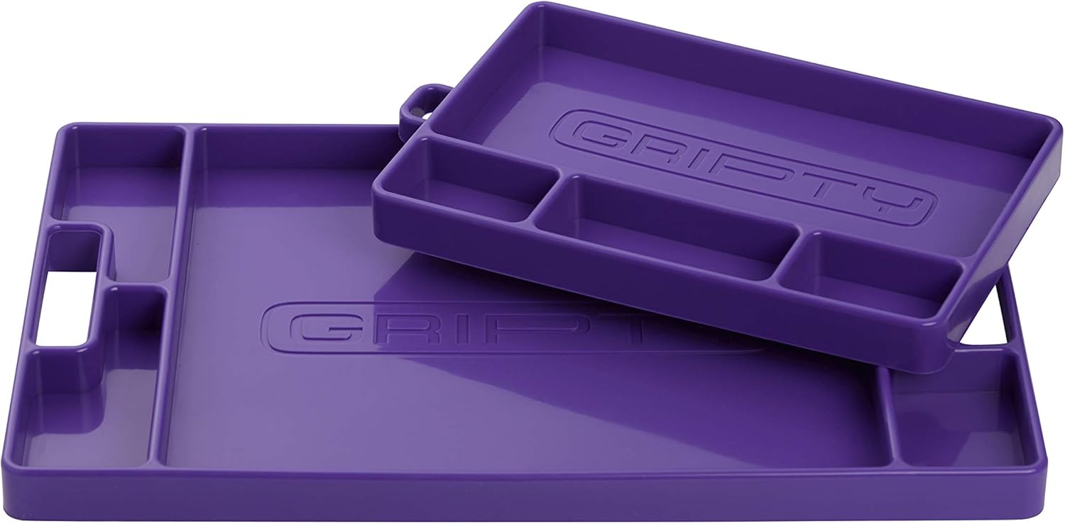 Gripty (Duo-Pack) | PREMIUM Silicone Tool Tray | Flexible | Multi Purpose Mat | Portable Tool Box Organizer | No Magnets | Easy Clean Up | (Purple) Pack of 2