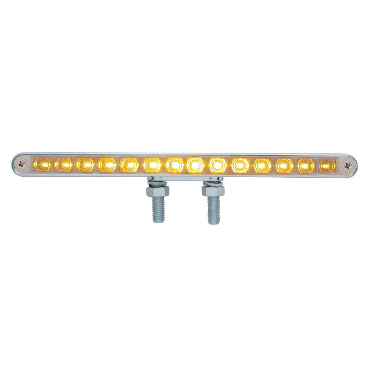 United Pacific 39206 14 LED 12x22 Double Face Light Bar - Amber u0026 Red LED/Chrome Lens