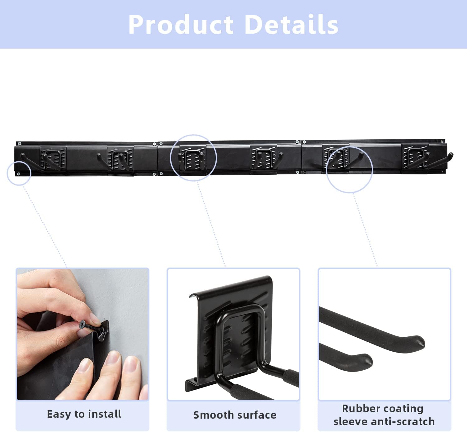 Tool Organizer Garage Storage Rack Heavy Duty Tools Garage Organization Wall Mount Rack Hanger Tool Hanging Board with 6 Hooks 48inch Tracks Max Load 330LBS for Garage,Warehouse Pack of 2