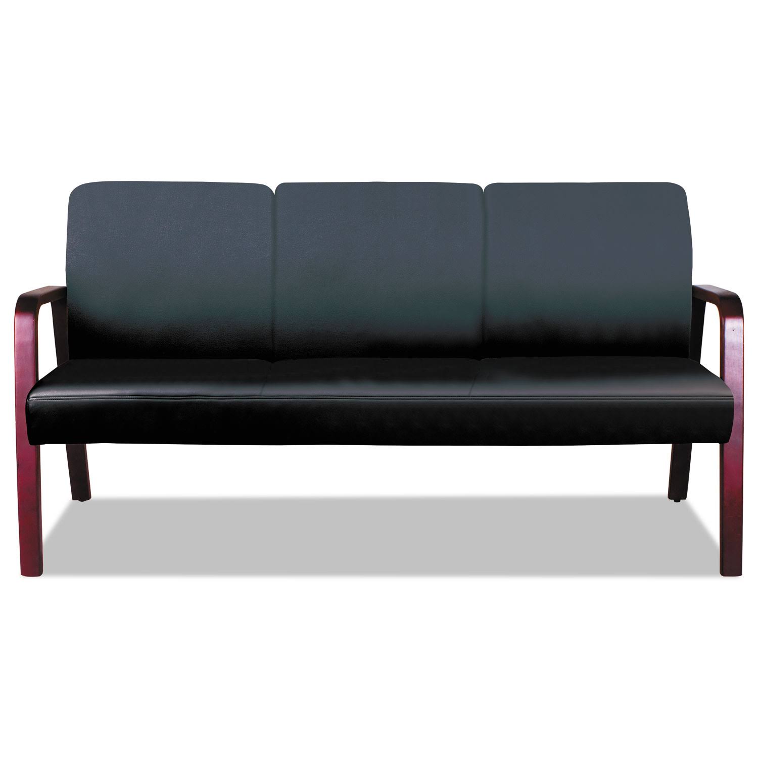 Alera Reception Lounge WL 3-Seat Sofa, Black/Mahogany