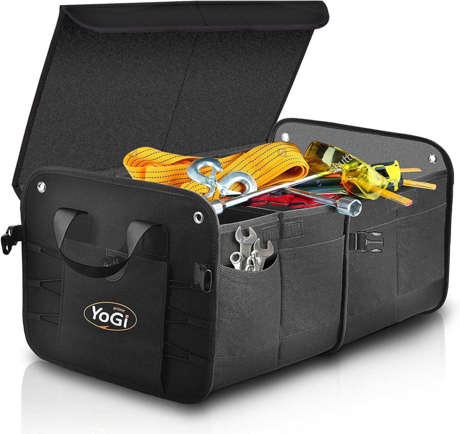 YoGi Prime Trunk and Backseat car Organizer, Trunk Storage Organizer Will Provides You The Most Storage Space Possible, Use It As A Back Seat Storage Car Cargo Organizer Black (Box Black)