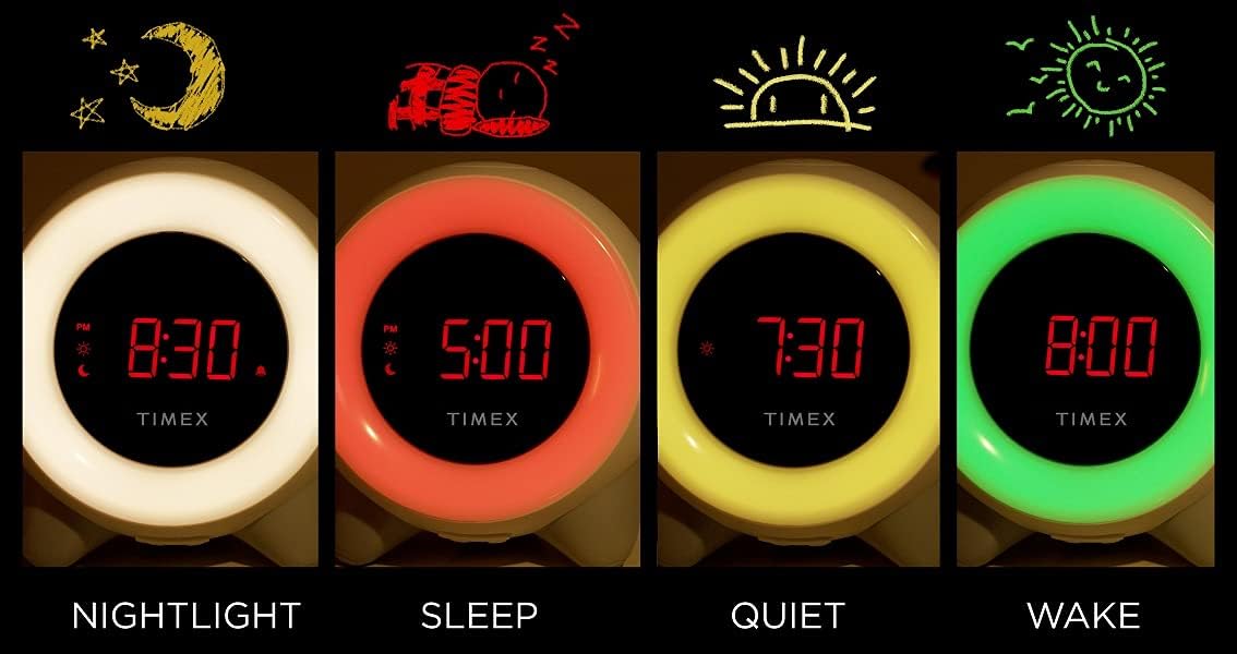 Timex Children's Sleep Training Nightlight Alarm Clock(TK321), Time to Rise, White Noise Soother, Toddler Sleep Trainer, Sleep Sounds Machine, Night Light, Nap Timer, Kids Alarm Clock