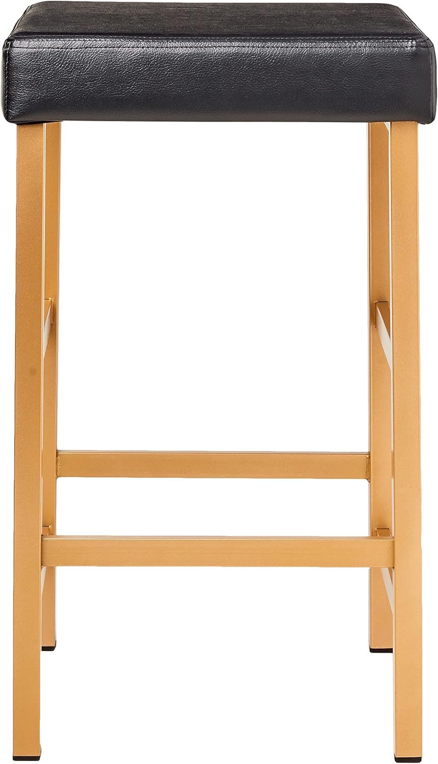 OSP Home Furnishings Backless Stool with Gold Frame, 26-Inch, Black