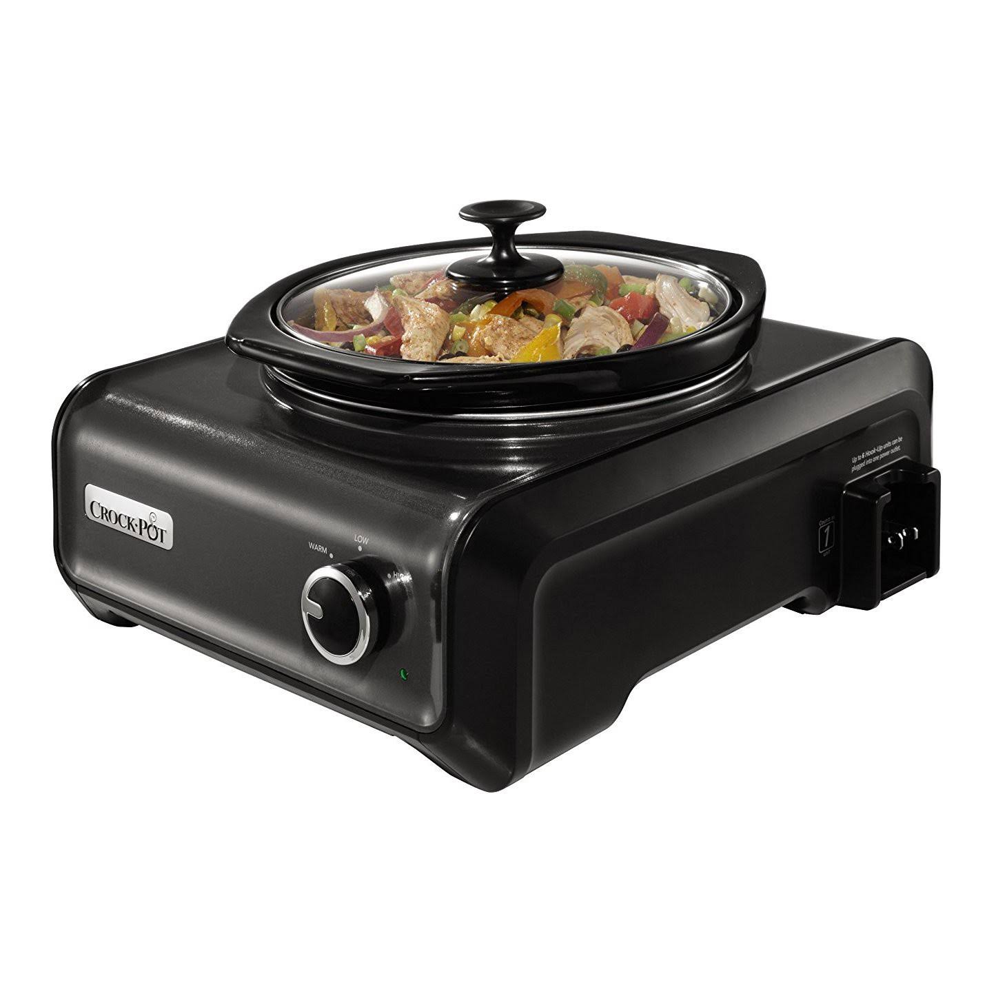 Crock-pot 2 PC Hook Up Connectable 2 qt Roundu0026 5 qt Oval Black SCCPMDPK25-CH