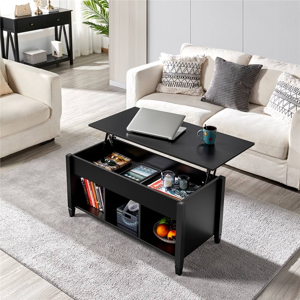 Smilemart Modern Lift Top Coffee Table with Storage, Black