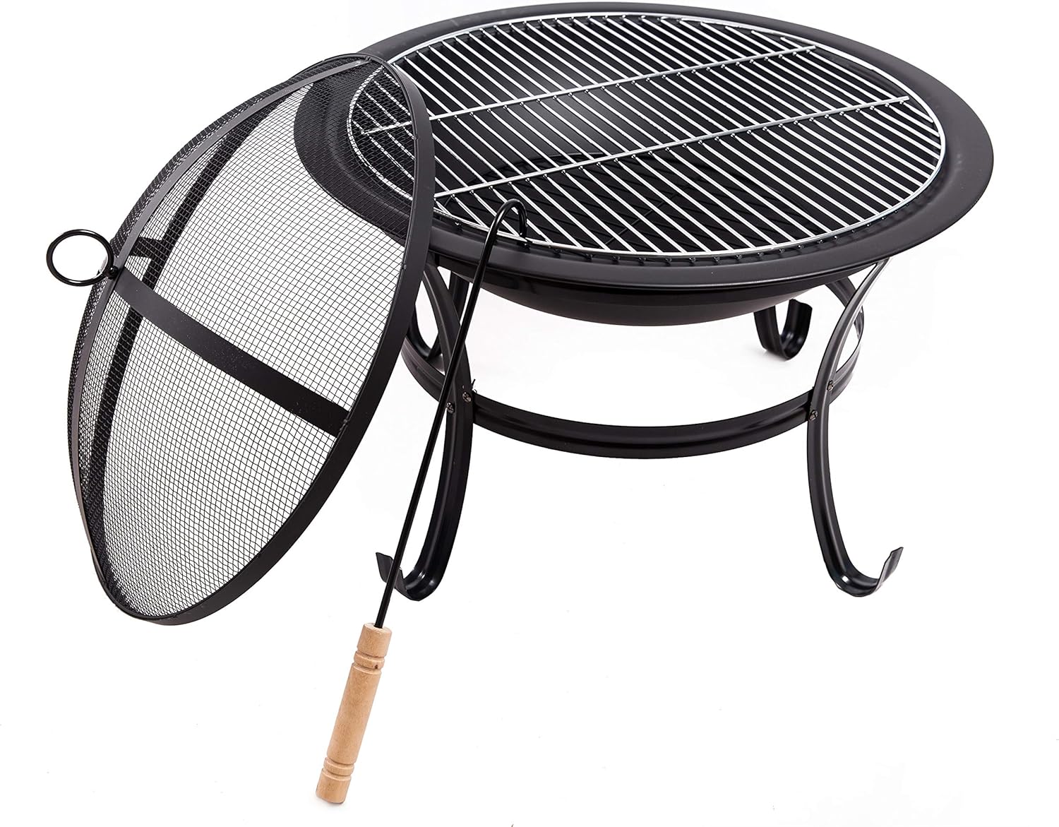 Neakomuki Fire Pit 22 inch Portable Fire Pits Outdoor Wood Burning Steel Firepits for Outside with Spark Screen Small BBQ Firepit Grill with Poker and Grate for Camping Patio Backyard Garden