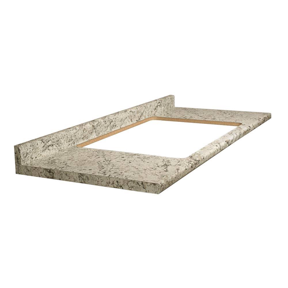 Hampton Bay 5 ft. White Laminate Countertop with Bullnose Edge in Typhoon Ice with Sink Cutout and Backsplash